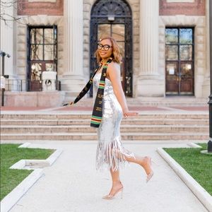 Sparkled Silver Fringe Dress